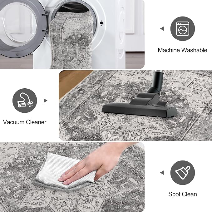 Yamaziot Washable Runner Rug, 2x8 Non-Slip Boho Vintage Hallway Rug Runner - Image 4