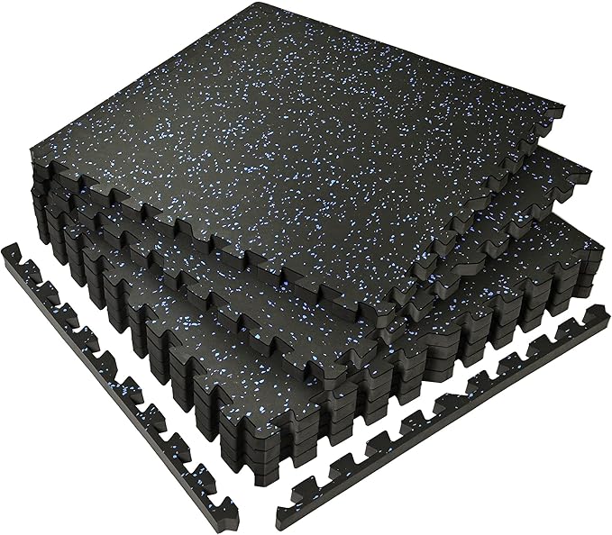 SUPERJARE 0.56'' Thick 6 Pcs 24 Sq Ft Rubber Top Exercise Equipment Mats by SUPERJARE
