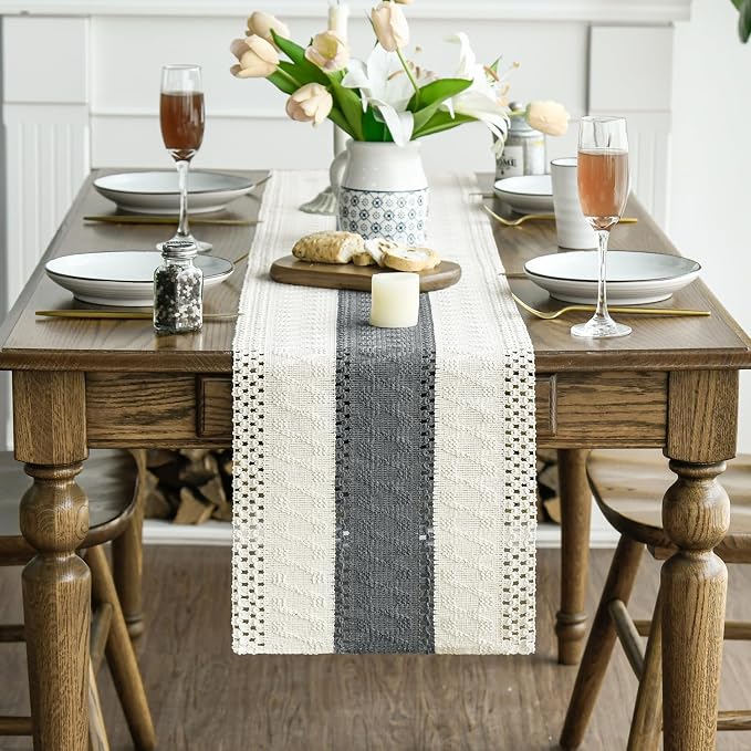 Artoid Mode Dark Grey Farmhouse Rustic Table Runner 12x48 Inch | Seasonal - Image 2