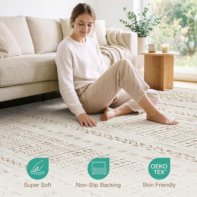 cotiled 5x8 Area Rugs Living Room Rug: Washable Boho Rugs - Image 5
