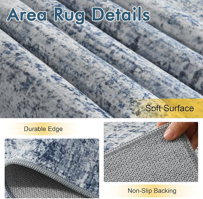 2x6 Ft Washable Runner Rug, Non-Slip Low Pile Hallway Kitchen Area Rug - Image 6