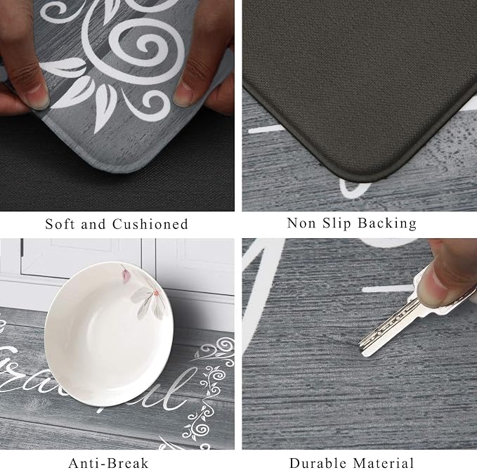HEBE Anti Fatigue Kitchen Mat Set of 2 Non Slip Cushioned Kitchen Mats - Image 3