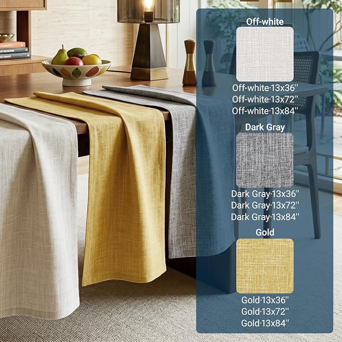 Q&J Fabric Co. Linen-Textured Table Runner 1 Pack 13x36 Inch Gold | Polyester - Image 7