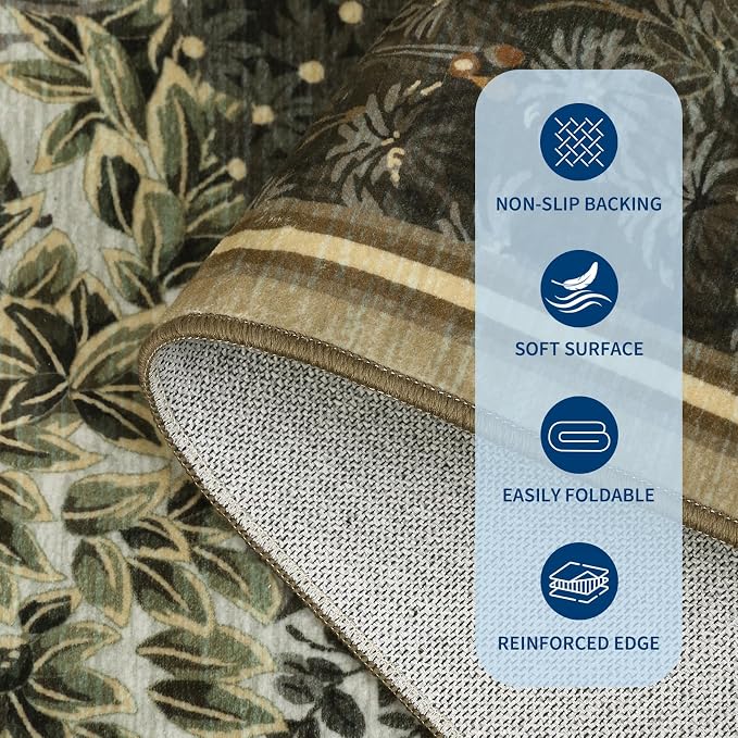 GarveeHome Forest Rugs 5x7, Botanical Low Pile Non Slip Stain Resistance - Image 6