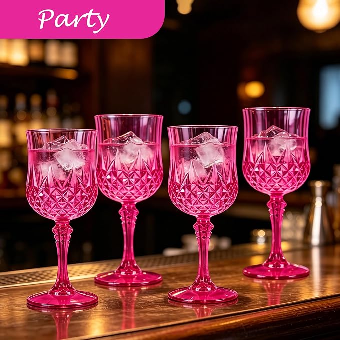 12Pack Plastic Wine Glasses, 7oz Vintage Goblets - Image 7