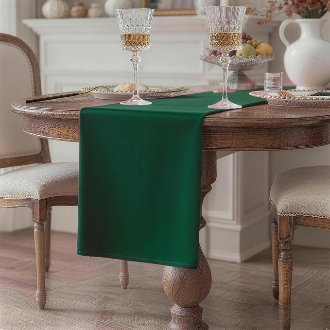 Green Table Runner, Waterproof Washable Runners 90 Inches Long | Reusable 12x90 - Image 2
