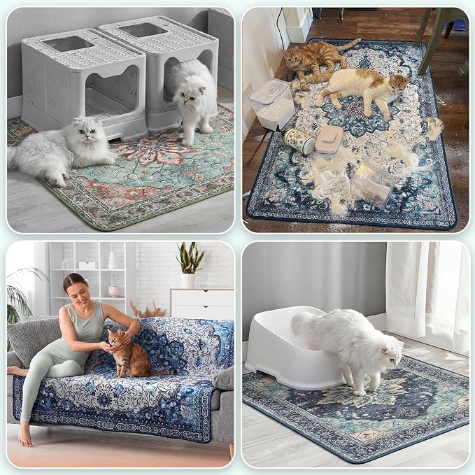 Hompet Cat Litter Mat 2 Pack, 36x60 Large Machine Washable Trapping Mats - Image 4