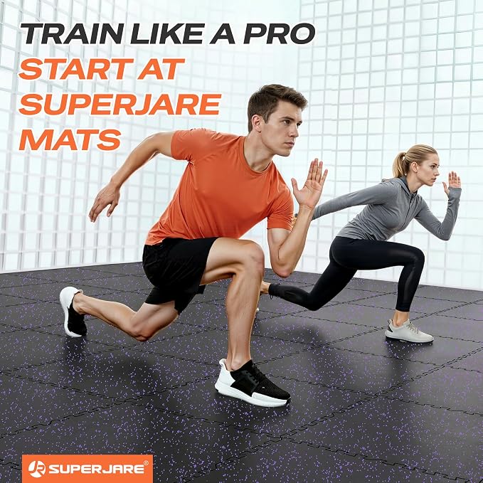 SUPERJARE 0.56'' Thick 6 Pcs 24 Sq Ft Rubber Top Exercise Equipment Mats - Image 3