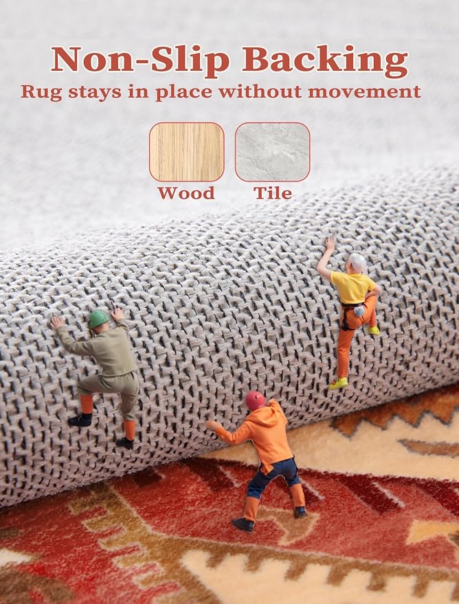 SERISSA Runner Rug for Hallways, Long Boho Rug Vintage Red Hallway Stair Ultra - Image 4