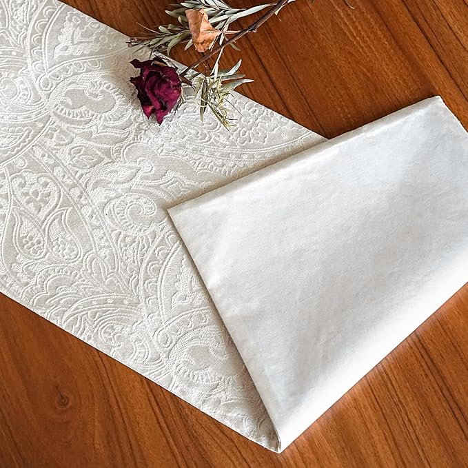 Waterproof Thick Table Runner, Milky White, 12x60 Inch | Table Runner - Image 2