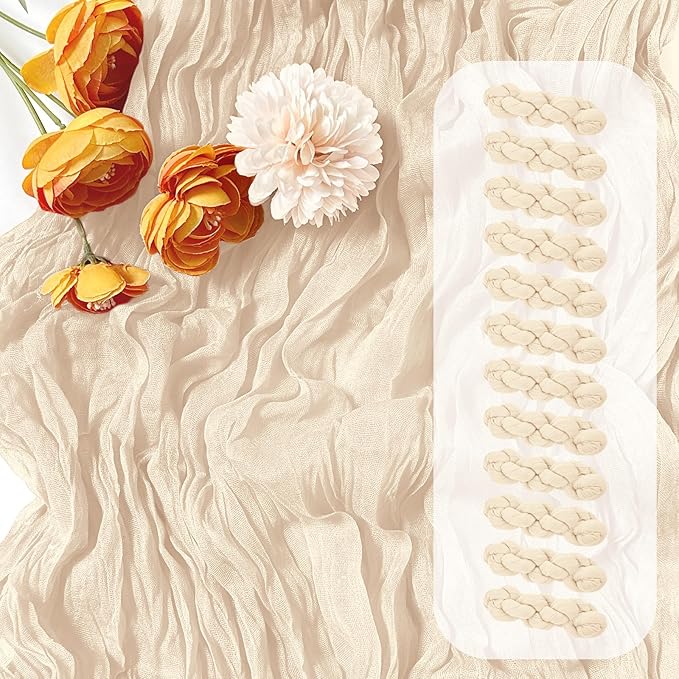 12 Pack Ivory Cheesecloth Table Runner 17 x 108 Inch Gauze Table Runner Fabric by Unknown
