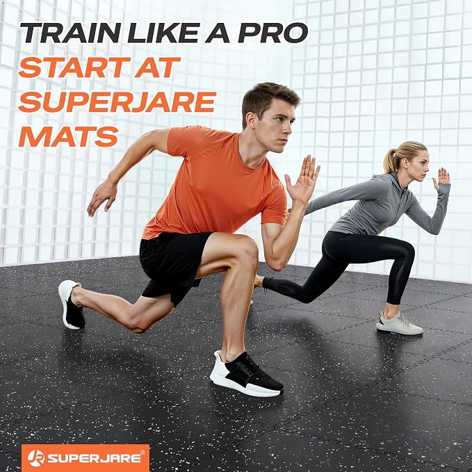 SUPERJARE 0.56'' Thick 24 Pcs 96 Sq Ft Rubber Top Exercise Equipment Mats - Image 3