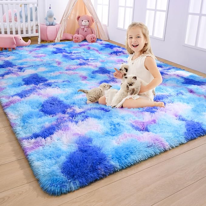 AROGAN Soft Rainbow Area Rugs for Girls Room 6x9 Feet, Fluffy Cute Colorful by AROGANAREARUG