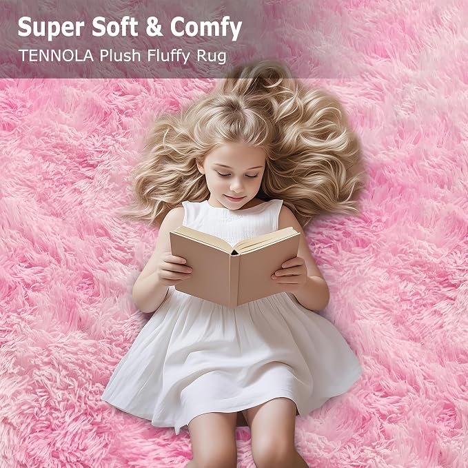 4x6 Pink Rugs for Bedroom Girls, Soft Fluffy Shag Pink Area Rug for Girls Kids - Image 8