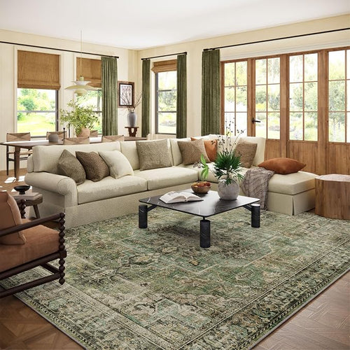 10x14 Area Rugs for Living Room: Washable Bedroom Rug Boho Vintage Rugs Stain by palohom