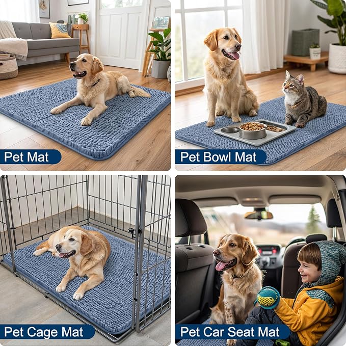 Smiry Dog Door Mat for Muddy Paws 36x24, Absorbent Dirt Trapper, Non-Slip - Image 6