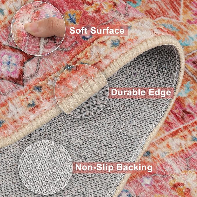 Yamaziot Washable Runner Rug, 2x10 Non-Slip Boho Vintage Hallway Rug Runner - Image 5