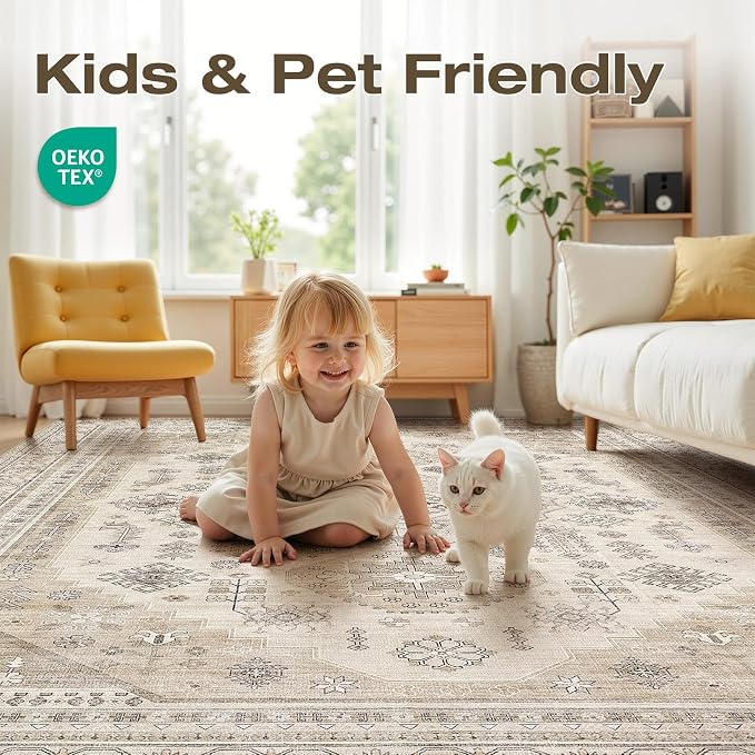 9x12 Washable Area Rug, Large Rugs - Image 5