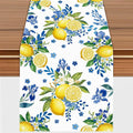 Lemon and Blue Floral Table Runner, 72 x 13 inches, Easy Care Machine Washable by Unknown