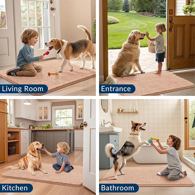 Smiry Dog Door Mat for Muddy Paws 36x24, Absorbent Dirt Trapper, Non-Slip - Image 7