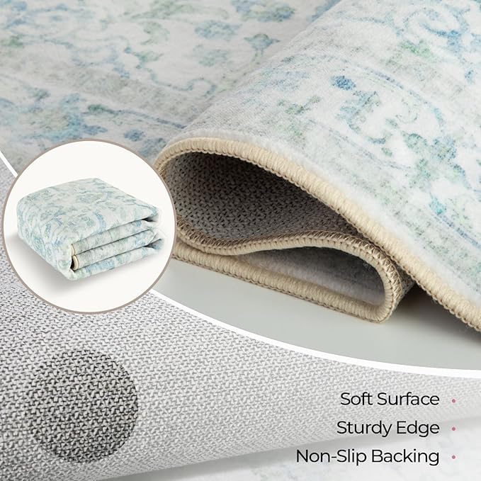 CAPALOCA Machine Washable Rugs Nursery Rug 5x8 Cute Girl Non Slip Low Pile - Image 4