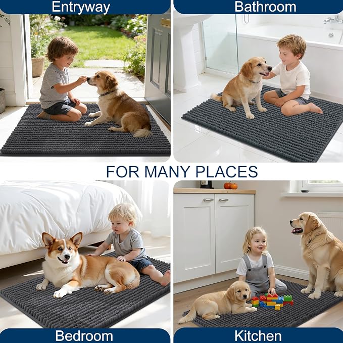 OLANLY Dog Door Mat for Muddy Paws 59x35, Ultra Absorbent Chenille Mud Doormat - Image 8