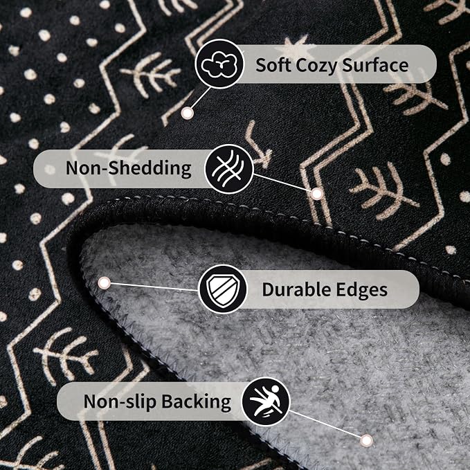 SERISSA 2x3 Rugs for Entryway, Washable Non-Slip Black Gold Grad Small Area Rug - Image 5