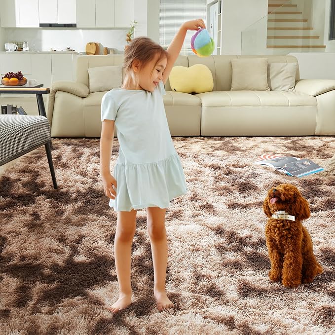 Ultra Soft Rug for Living Room, 9X12 Fluffy Shag Area Rug for Bedroom, Modern - Image 3