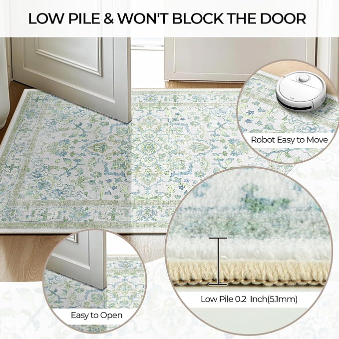 CAPALOCA Machine Washable Rugs Nursery Rug 8x10 Cute Girl Non Slip Low Pile - Image 7