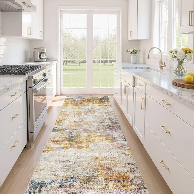 Runner Rug Kitchen Washable Rugs: 2x6 Non-Slip Abstract Soft Modern Stain by LOONGRUG
