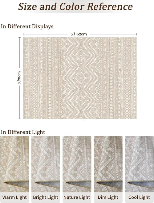 3x5 Washable Rug Moroccan Small Entryway Rug Non Slip Indoor Floor Carpet - Image 2