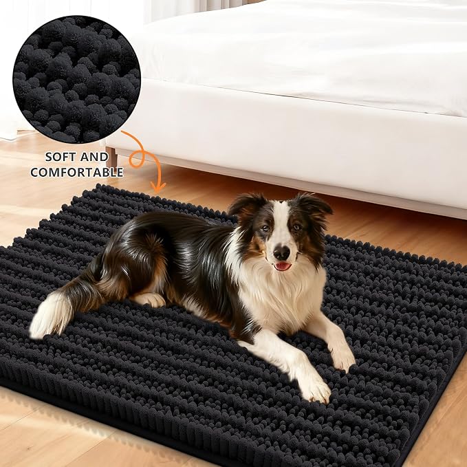 Smiry Dog Door Mat for Muddy Paws 47x17, Absorbent Dirt Trapper, Non-Slip - Image 2