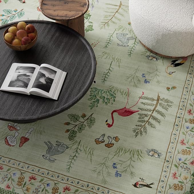 8x10 Area Rugs for Living Room: Washable Bedroom Rug Vintage Rugs Stain - Image 3