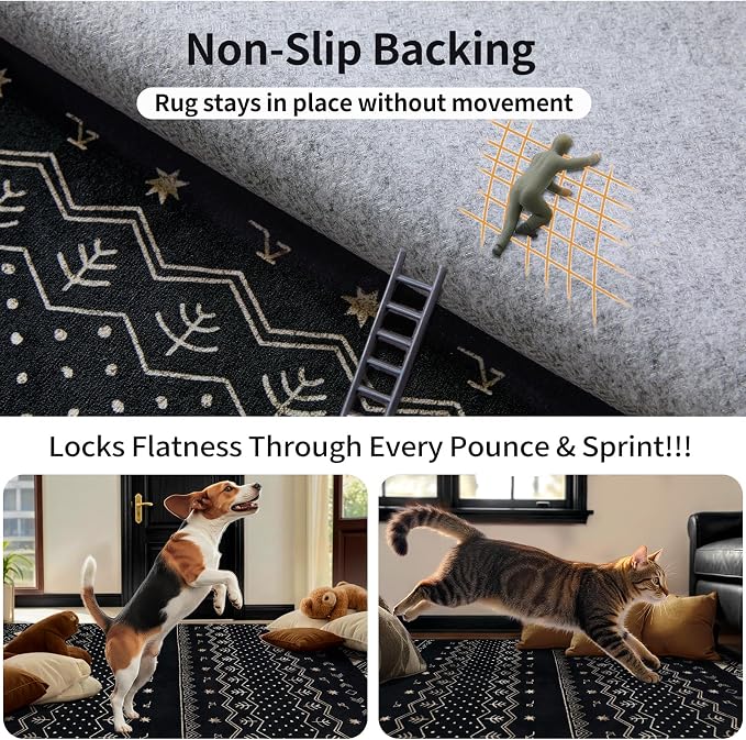 SERISSA 2x3 Rugs for Entryway, Washable Non-Slip Black Gold Grad Small Area Rug - Image 6
