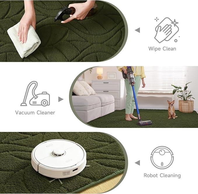 4x6 Olive Green Washable Area Rug - Image 7