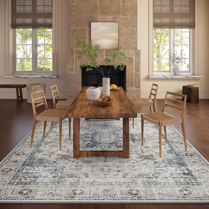 6x9 Area Rugs for Living Room: Washable Bedroom Rug Boho Vintage Rugs Stain - Image 5