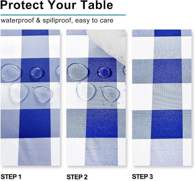 Royal Blue Checkered Tablecloth Square - Image 3