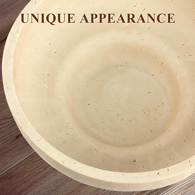 Decorative Resin Bowl, Large Fruit Bowl, Artificial Travertine Beige | Perfect - Image 5