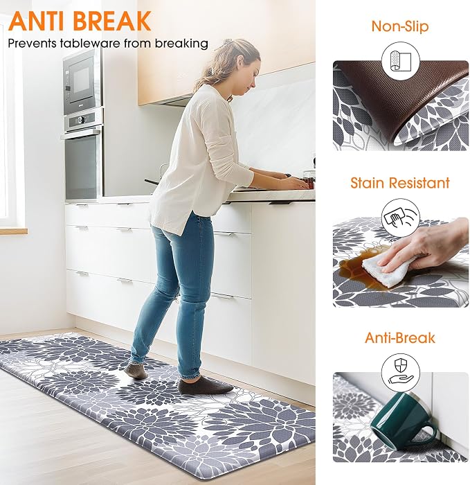 StepLively Kitchen Mats for Floor 2PCS, 0.47" Anti Fatigue Mats for Kitchen - Image 4