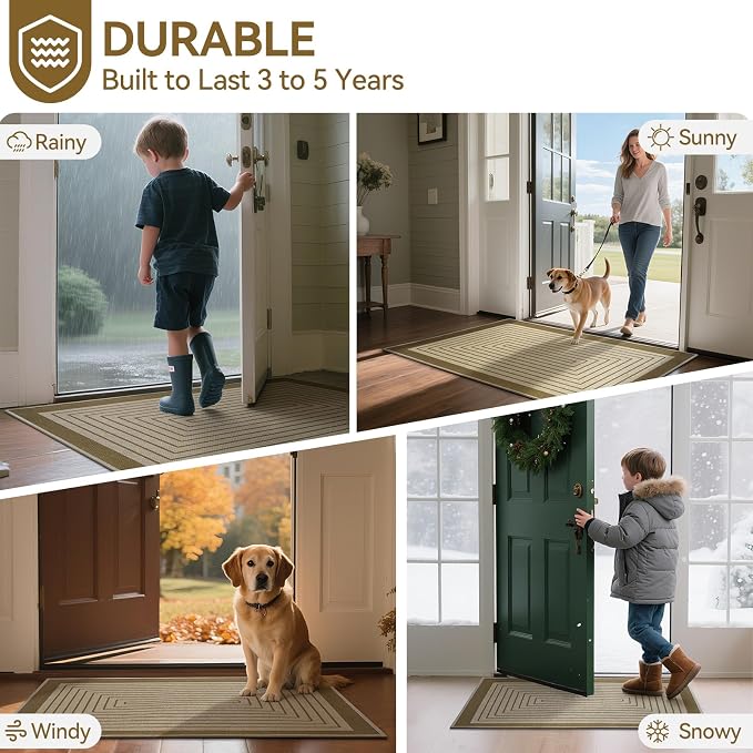 Front Door Mat 17''x30'', Absorbent Dirt Resist Washable Non Slip Low-Profile - Image 9
