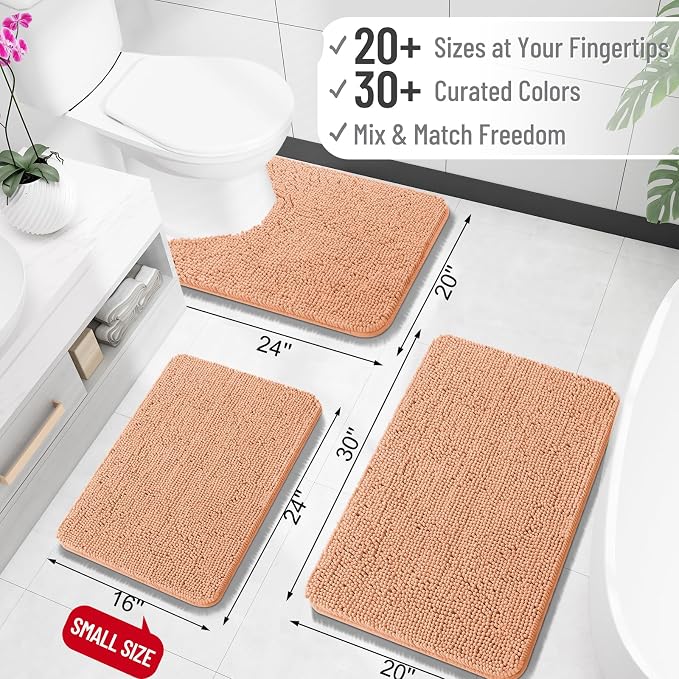 OLANLY Toilet Rugs U-Shaped 24x24, Extra Soft Absorbent Chenille Contour - Image 2