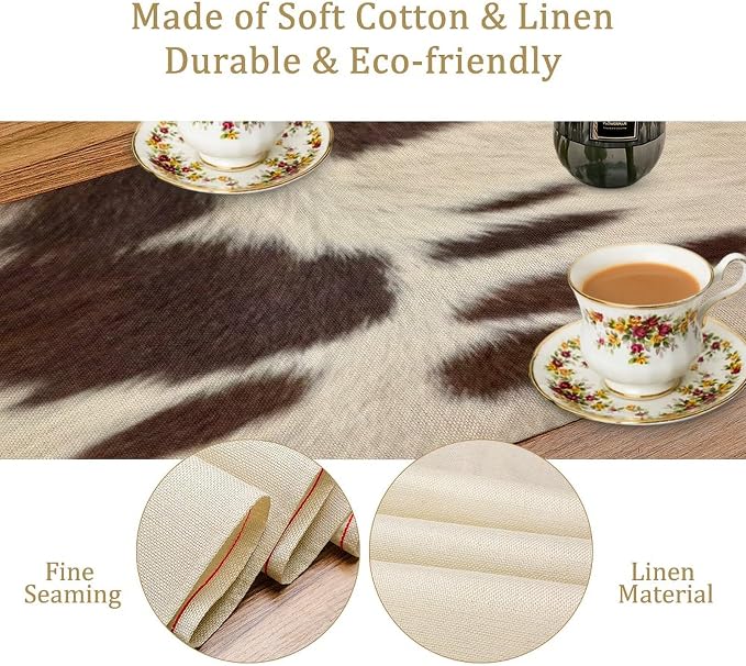 Cow Print Table Runner, 13x36 Inch - Image 5