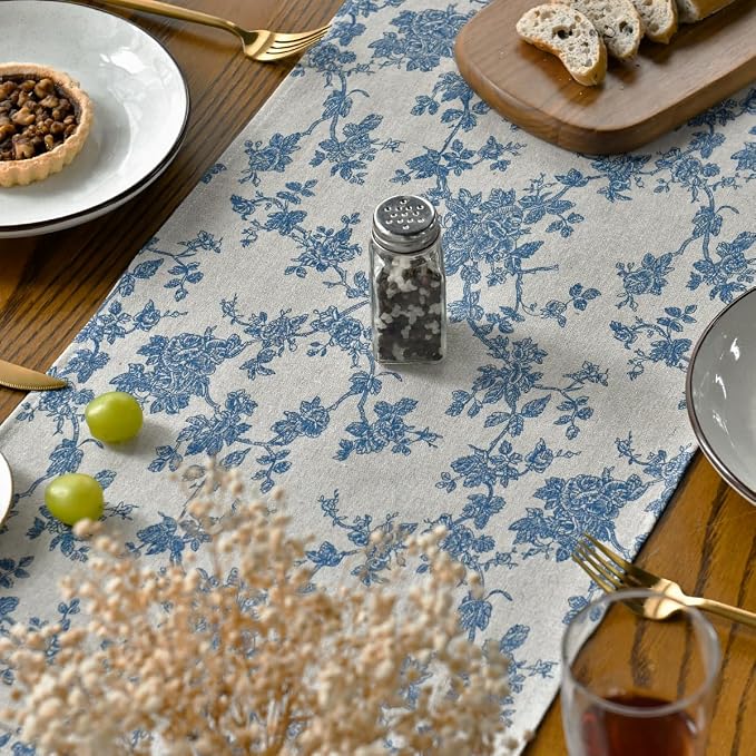 Artoid Mode Dark Grey 13x48 Inch Chinoiserie Table Runner | Monochrome sketch - Image 2