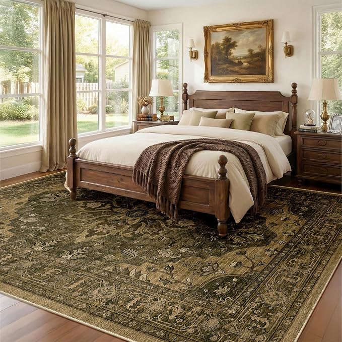 RELEANY Area Rugs 7'x9' Washable Non-Slip, Floral Vintage Distress Medallion - Image 2