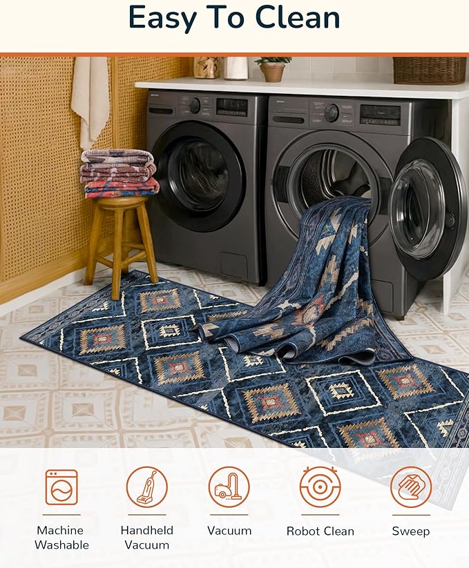 BESTSWEETIE Area Rug 8x10 Rug Machine Washable Non-Slip Low Pile Print Pattern - Image 3