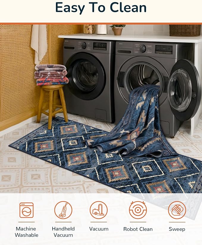 BESTSWEETIE Area Rug 4x6 Rug Machine Washable Non-Slip Low Pile Print Pattern - Image 3