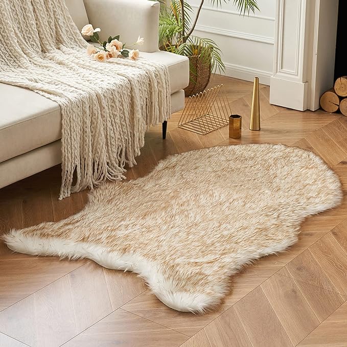 MIULEE 3x5 Feet Faux Fur Sheepskin Rug, Luxury Fluffy Area Rugs by MIULEE