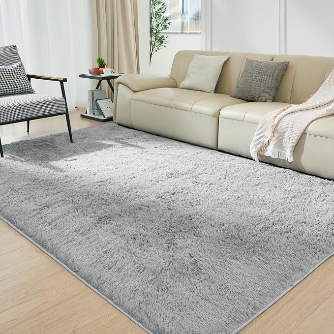 Ultra Soft Rug for Living Room, 5X8 Fluffy Shag Area Rug for Bedroom, Modern - Image 9