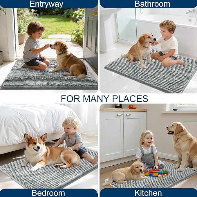 OLANLY Dog Door Mat for Muddy Paws 70x46, Ultra Absorbent Chenille Mud Doormat - Image 8