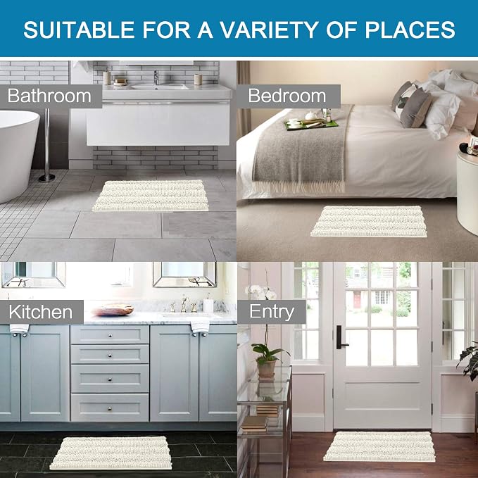 Non Slip Thick Shaggy Chenille Bathroom Rug Mat Set Extra Soft and Absorbent - Image 6